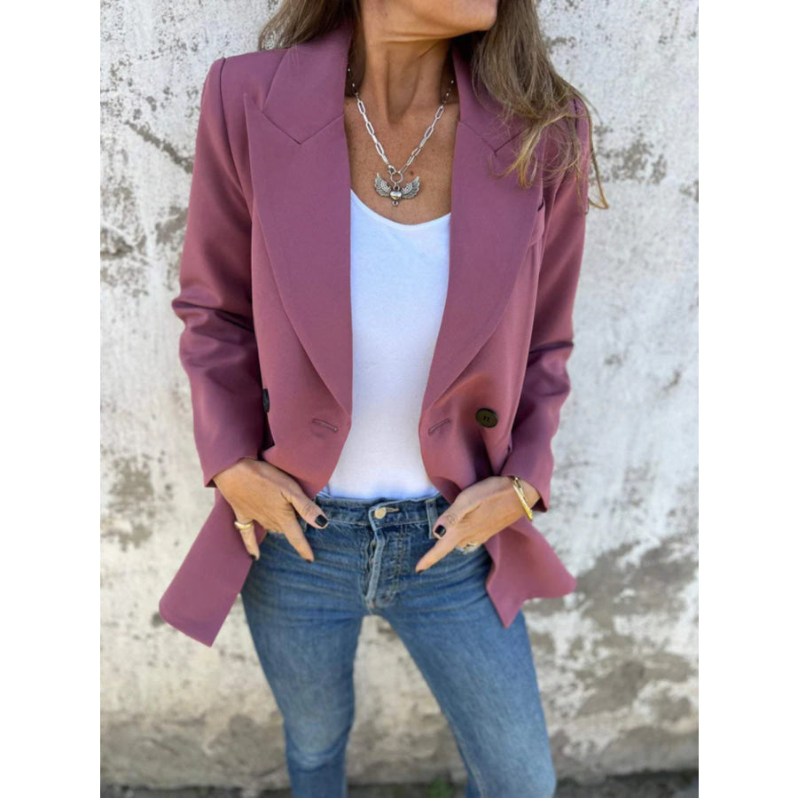 Full Size Collared Neck Long Sleeve Blazer Apparel and Accessories