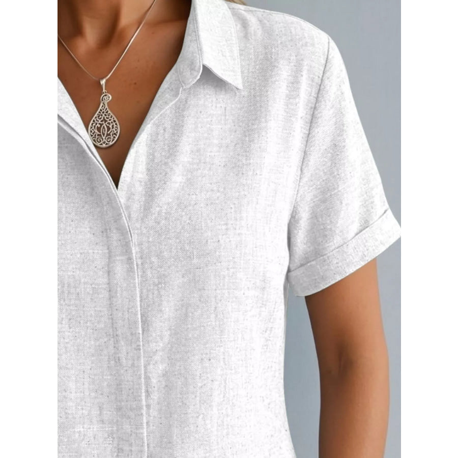 Full Size Collared Neck Short Sleeve Shirt Plus Size Apparel and Accessories