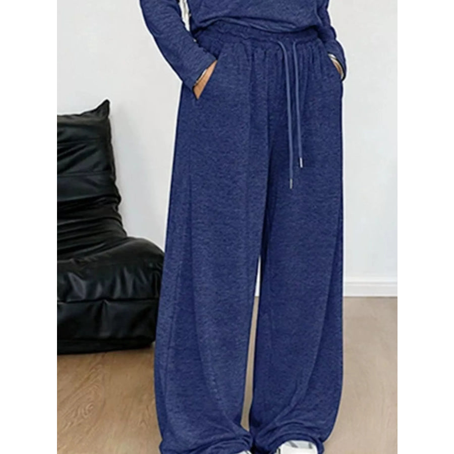Full Size Comfortable Loose Fit One-Shoulder T-Shirt and Pants Set Plus Size Apparel and Accessories