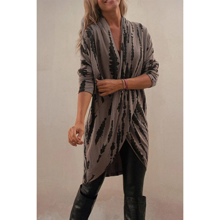 Full Size Contrast Long Sleeve Longline Top Taupe / S Apparel and Accessories