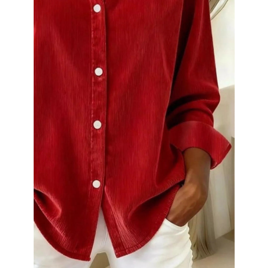 Full Size Corduroy Button-Down Shirt Plus Size Apparel and Accessories