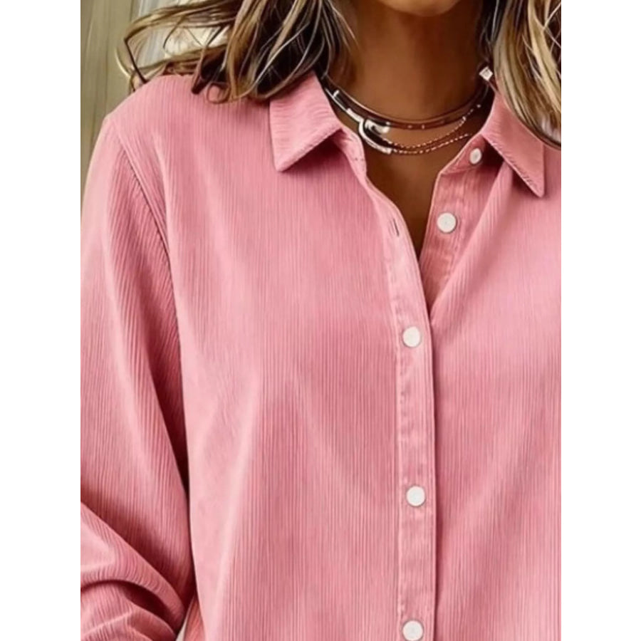 Full Size Corduroy Button-Down Shirt Plus Size Apparel and Accessories