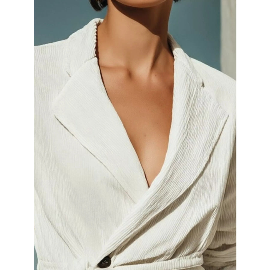 Full Size Corduroy Wrap Jacket with Tie-Waist Plus Size Apparel and Accessories