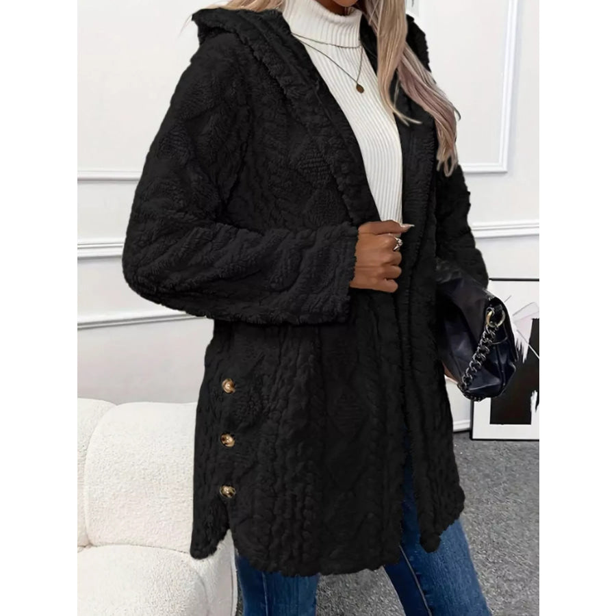 Full Size Cozy Cable-Knit Faux Fur Hooded Outerwear Plus Apparel and Accessories