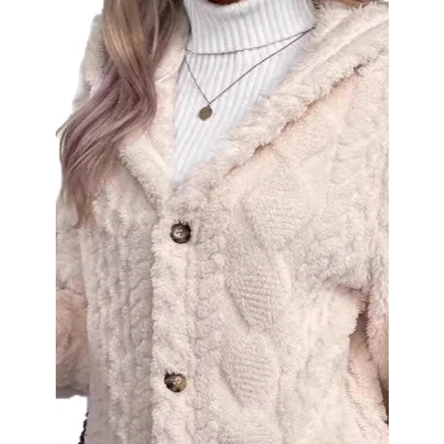 Full Size Cozy Cable-Knit Faux Fur Hooded Outerwear Plus Apparel and Accessories