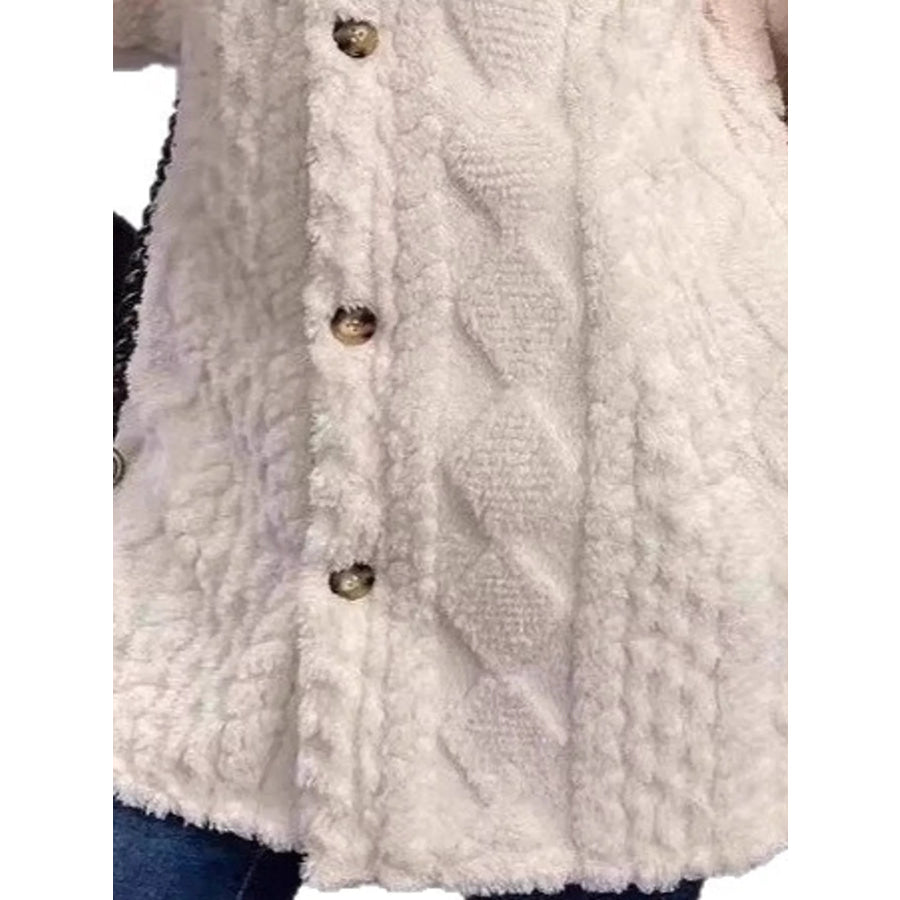 Full Size Cozy Cable-Knit Faux Fur Hooded Outerwear Plus Apparel and Accessories
