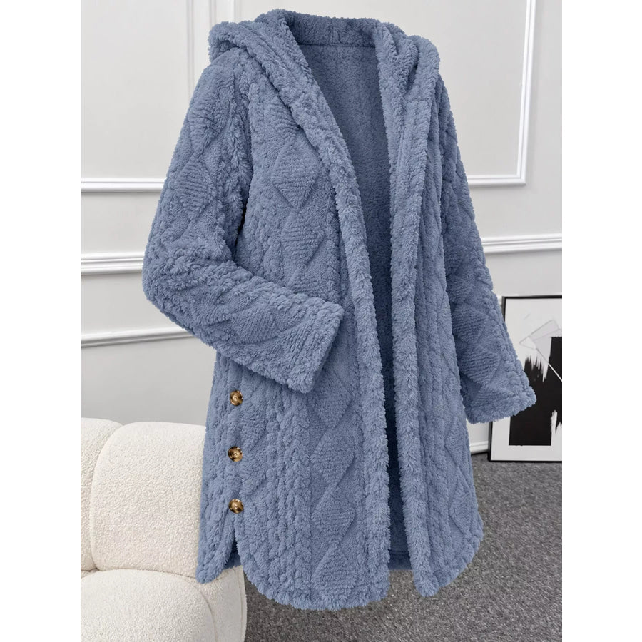 Full Size Cozy Cable-Knit Faux Fur Hooded Outerwear Plus Apparel and Accessories