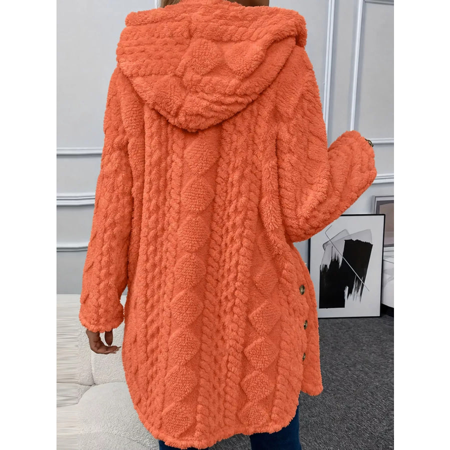 Full Size Cozy Cable-Knit Faux Fur Hooded Outerwear Plus Apparel and Accessories