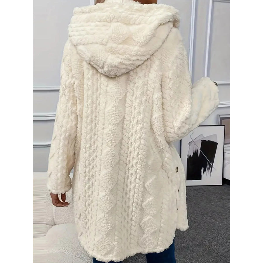 Full Size Cozy Cable-Knit Faux Fur Hooded Outerwear Plus Apparel and Accessories