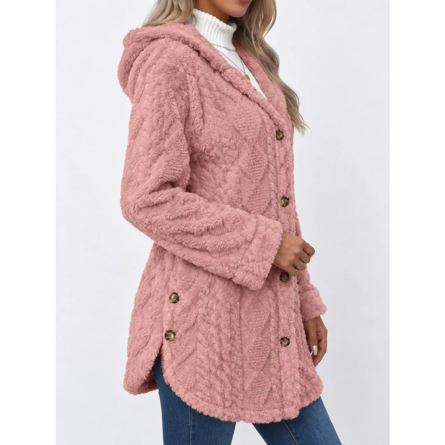 Full Size Cozy Cable-Knit Faux Fur Hooded Outerwear Plus Apparel and Accessories