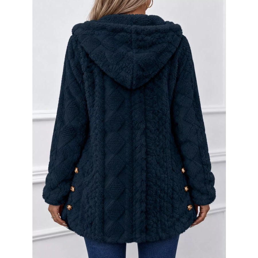 Full Size Cozy Cable-Knit Faux Fur Hooded Outerwear Plus Apparel and Accessories