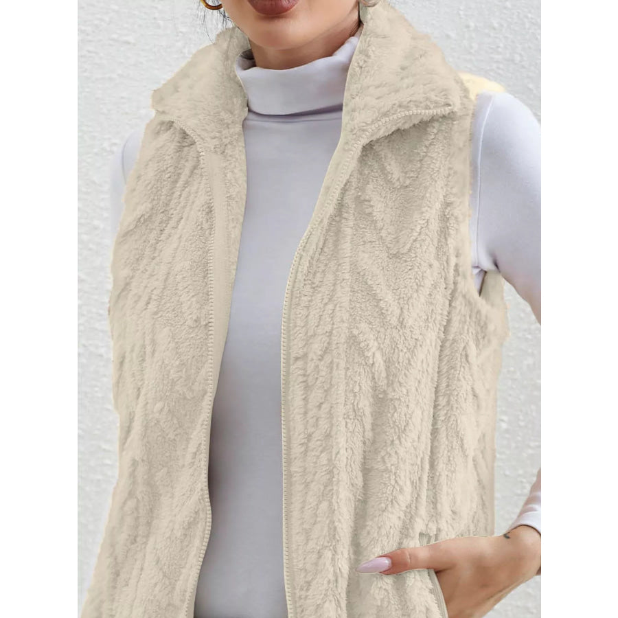 Full Size Cozy Faux Fur Zip-Up Vest Coat Plus Size Apparel and Accessories