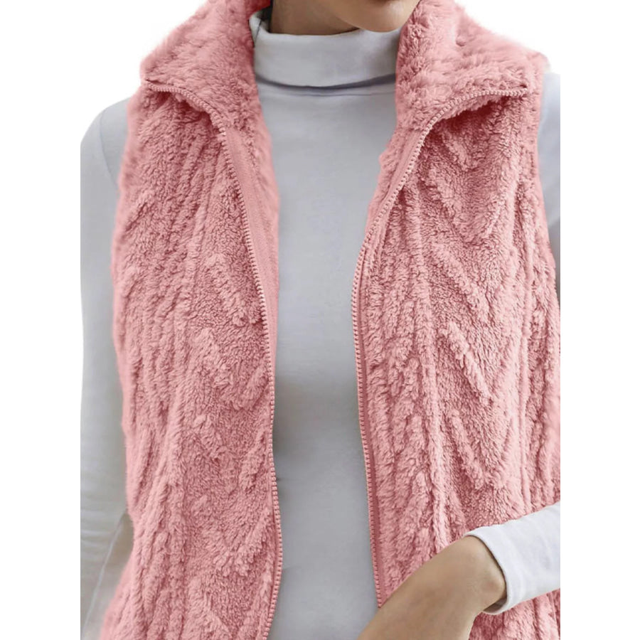 Full Size Cozy Faux Fur Zip-Up Vest Coat Plus Size Apparel and Accessories