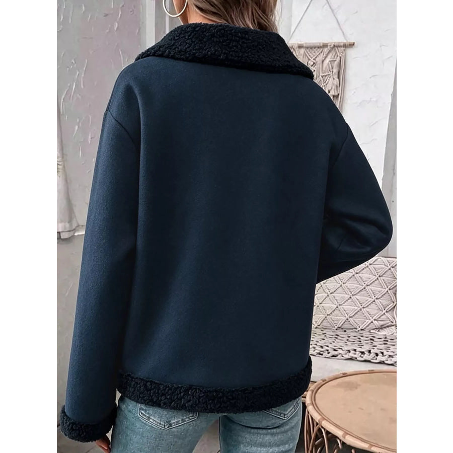 Full Size Cozy Faux Suede Sherpa-Lined Button-Down Jacket Plus Apparel and Accessories