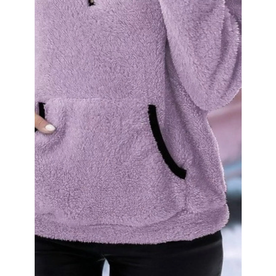 Full Size Cozy Fleece Quarter Zip Long Sleeve Sweatshirt Plus Apparel and Accessories