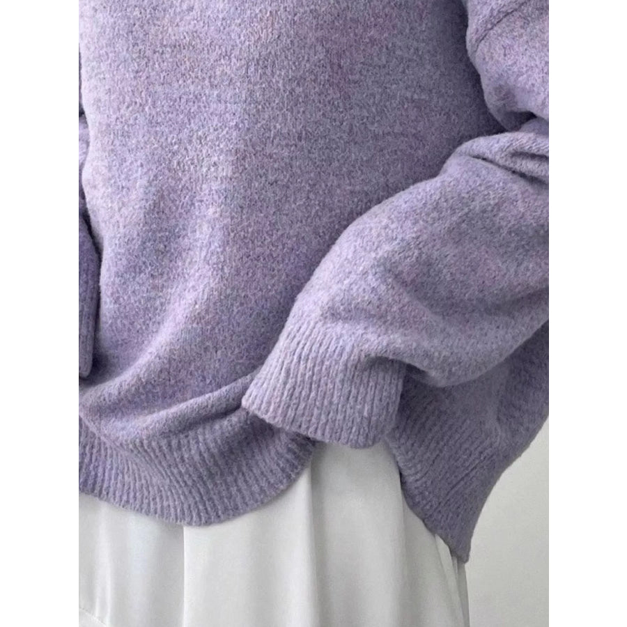 Full Size Cozy Knit Round Neck Oversized Sweater Plus Size Apparel and Accessories