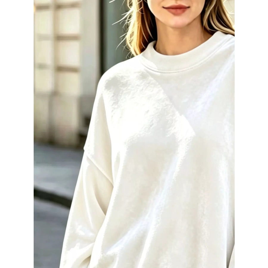 Full Size Crew Neck Dropped Shoulder Sweatshirt Plus Apparel and Accessories