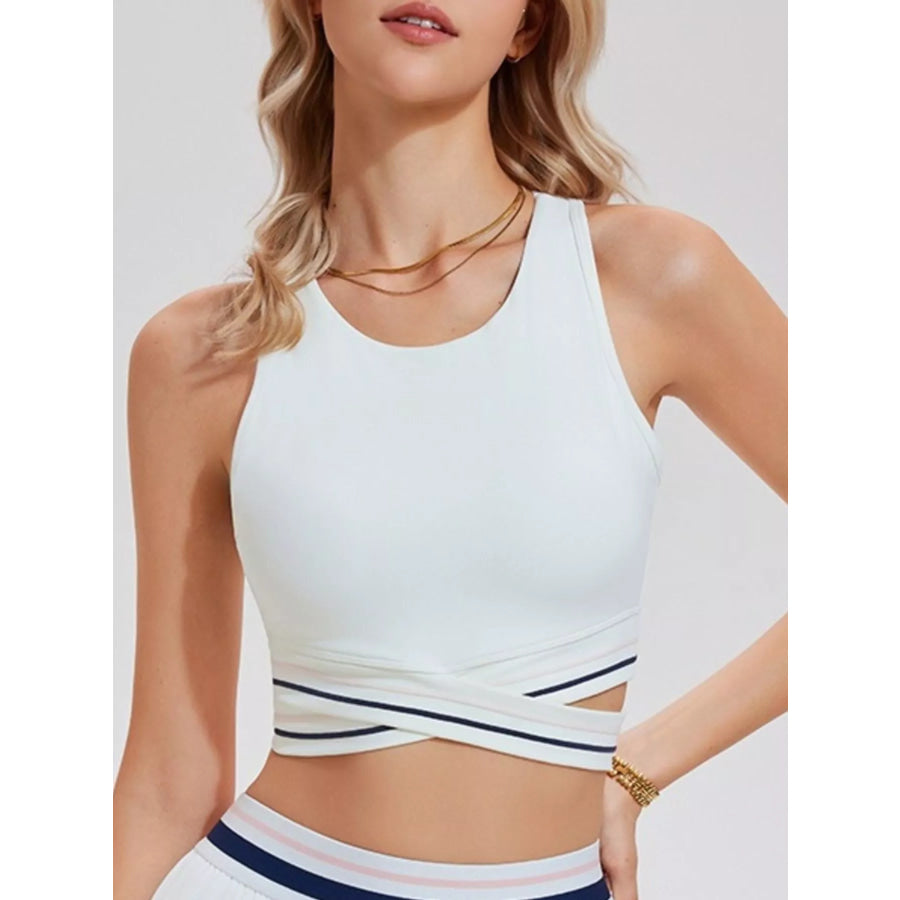 Full Size Criss-Cross Hem Active Tank Plus Size White / S Apparel and Accessories