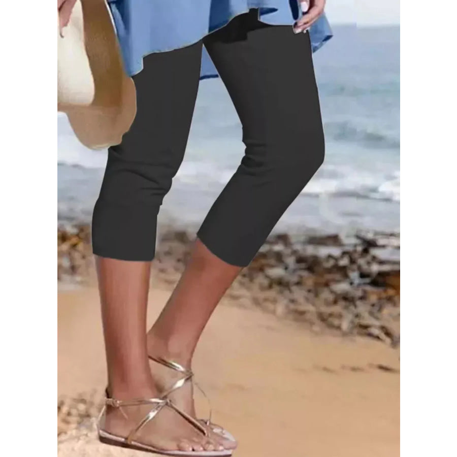 Full Size Cropped Casual Leggings Plus Black / S Apparel and Accessories