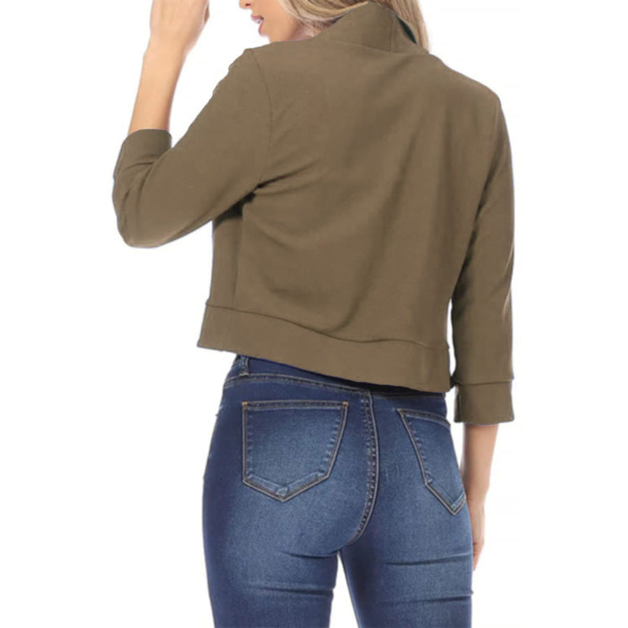 Full Size Cropped Open Front Blazer Plus Size Apparel and Accessories