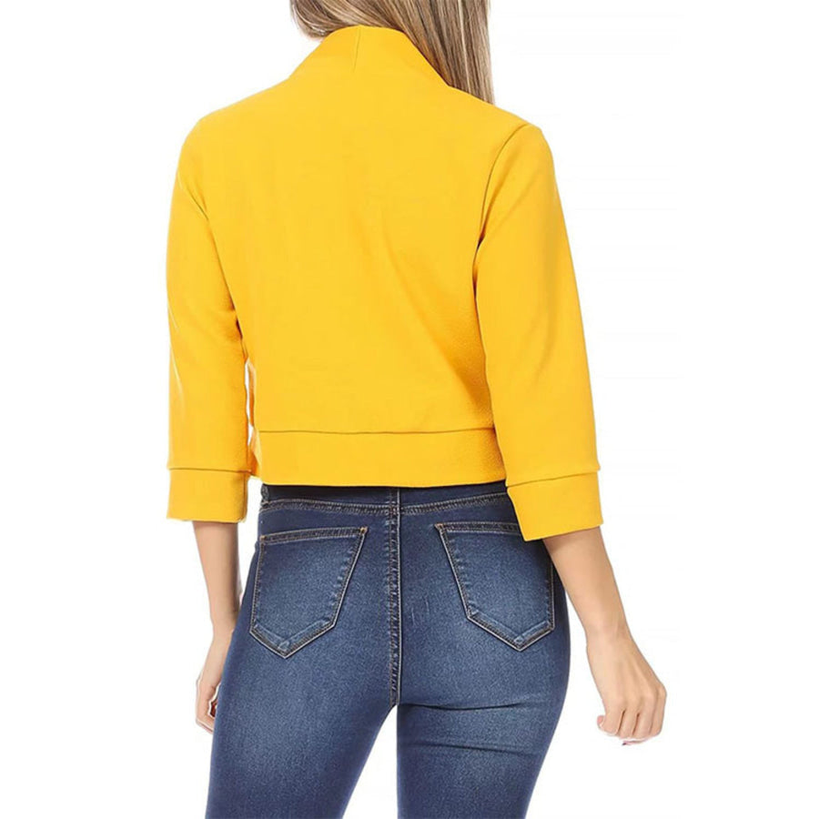 Full Size Cropped Open Front Blazer Plus Size Apparel and Accessories