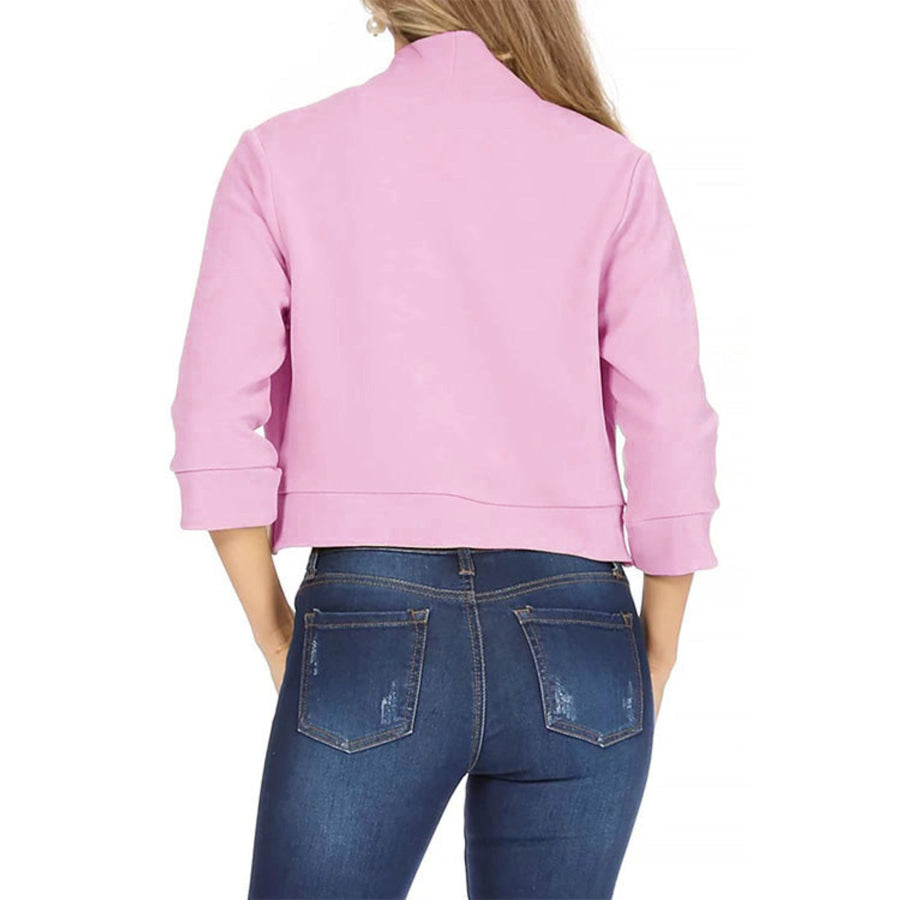 Full Size Cropped Open Front Blazer Plus Size Apparel and Accessories