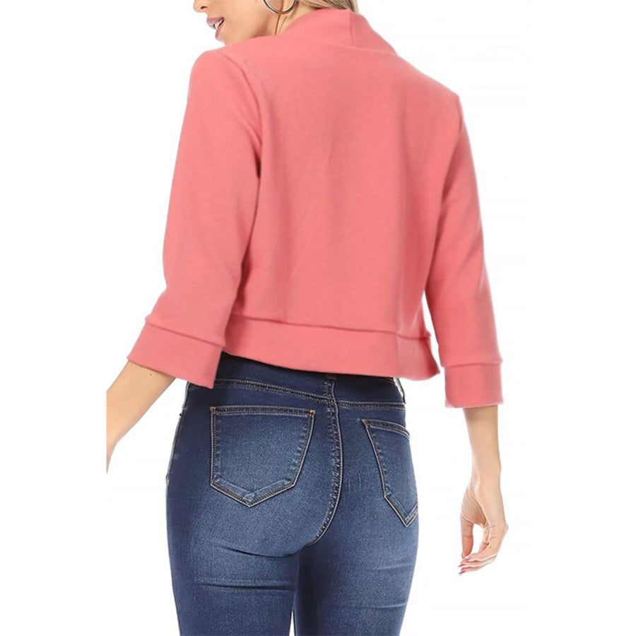 Full Size Cropped Open Front Blazer Plus Size Apparel and Accessories