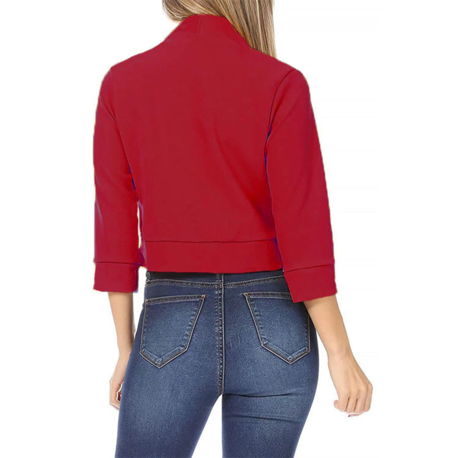 Full Size Cropped Open Front Blazer Plus Size Apparel and Accessories
