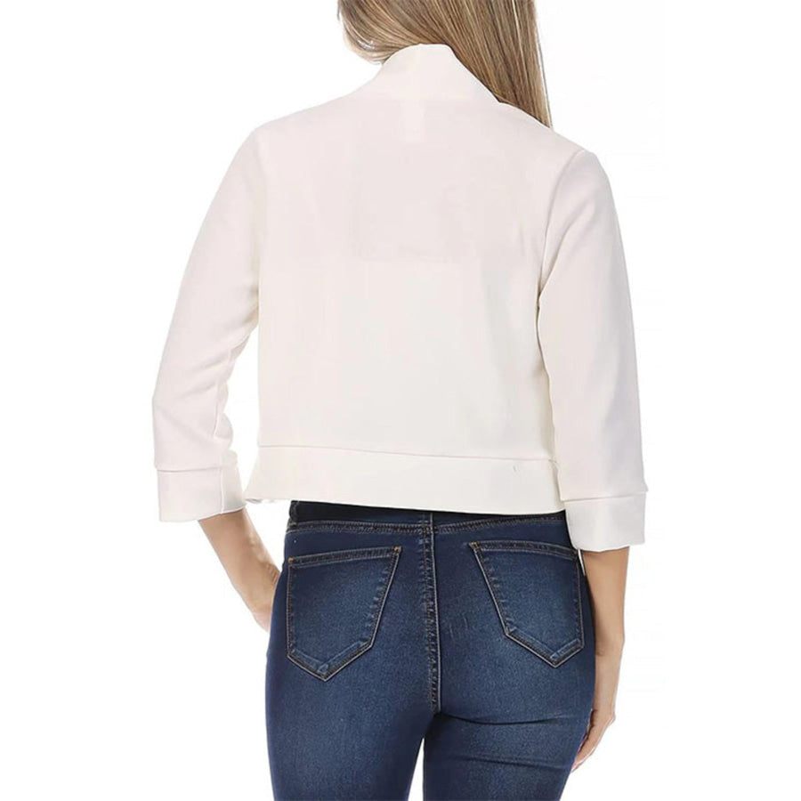 Full Size Cropped Open Front Blazer Plus Size Apparel and Accessories