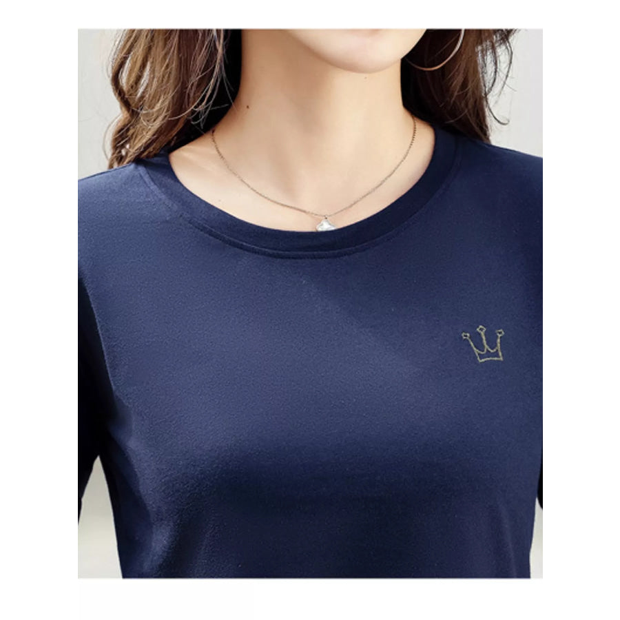 Full Size Crown Long Sleeve T-Shirt Plus Dark Blue / S Apparel and Accessories