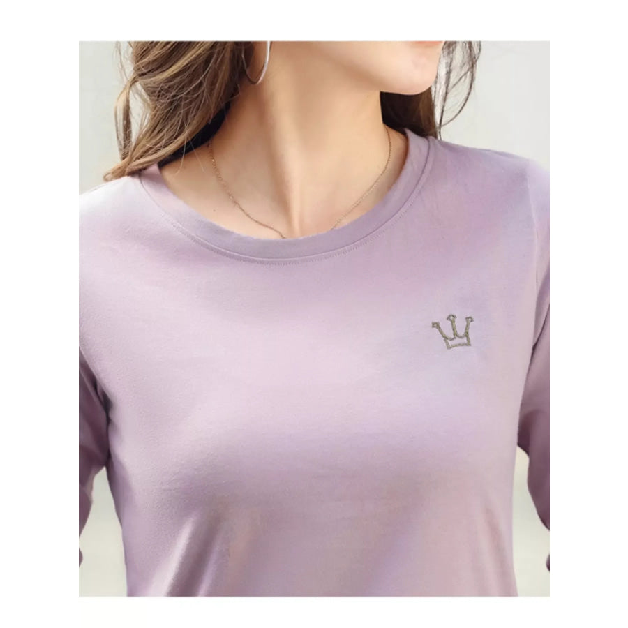 Full Size Crown Long Sleeve T-Shirt Plus Taro Purple / S Apparel and Accessories