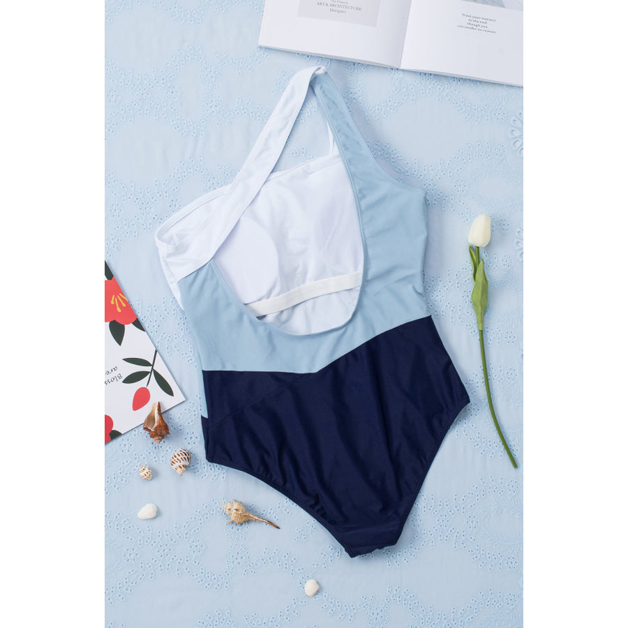 Full Size Cutout Color Block Sleeveless One-Piece Swimwear Apparel and Accessories