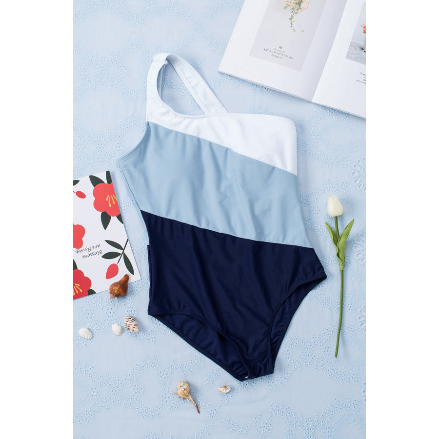 Full Size Cutout Color Block Sleeveless One-Piece Swimwear Apparel and Accessories