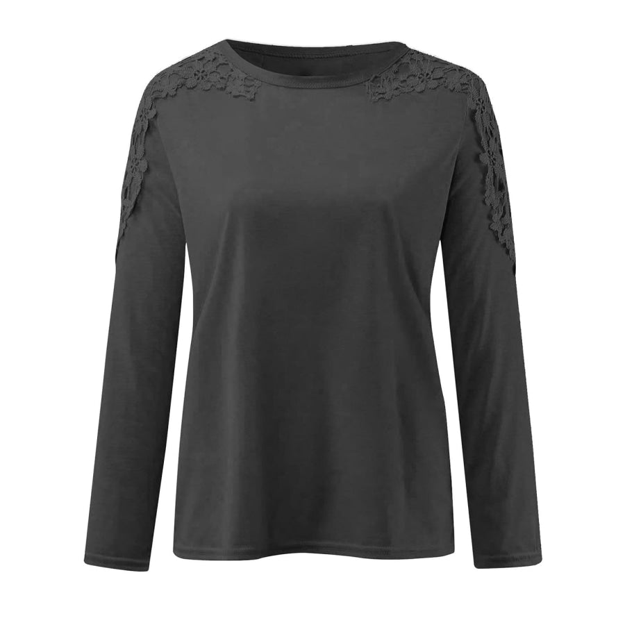 Full Size Cutout Round Neck Long Sleeve T-Shirt Apparel and Accessories