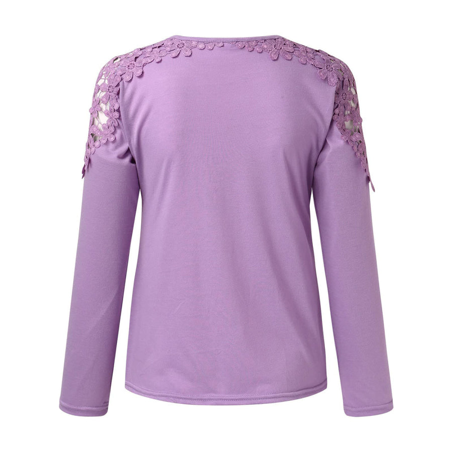 Full Size Cutout Round Neck Long Sleeve T-Shirt Apparel and Accessories