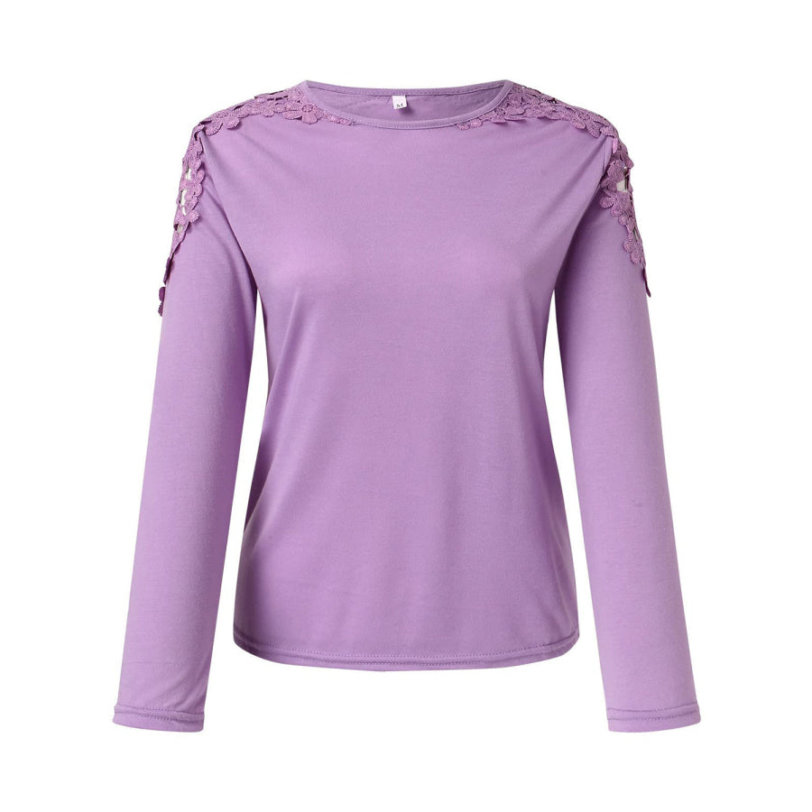 Full Size Cutout Round Neck Long Sleeve T-Shirt Apparel and Accessories