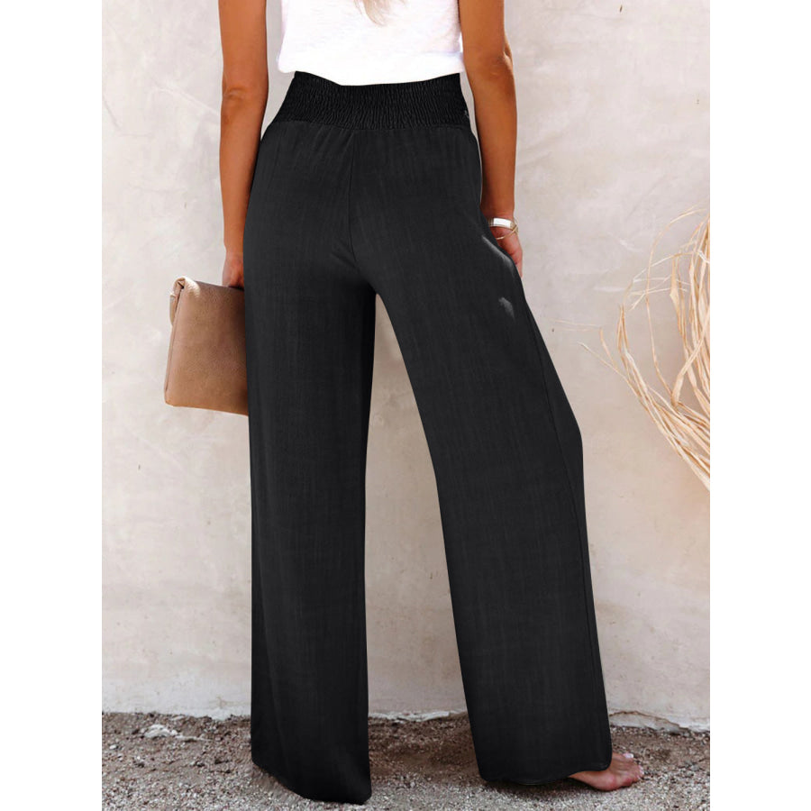 Full Size Decorative Button High Waist Pants Apparel and Accessories