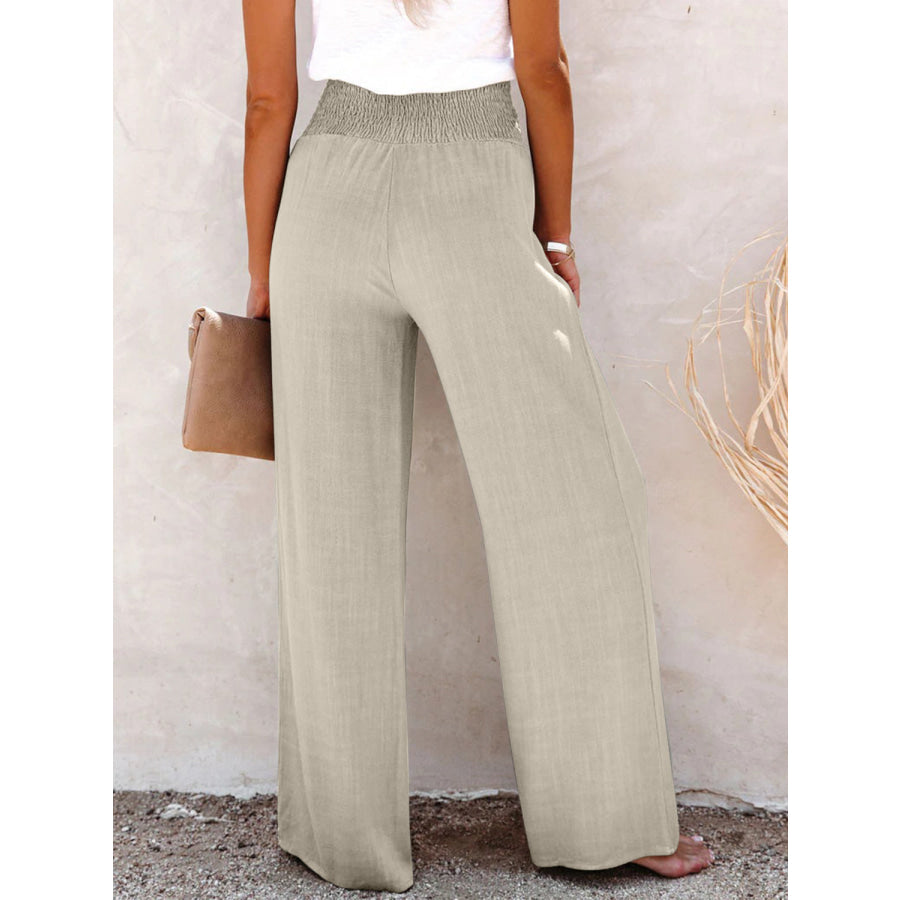 Full Size Decorative Button High Waist Pants Khaki / S Apparel and Accessories