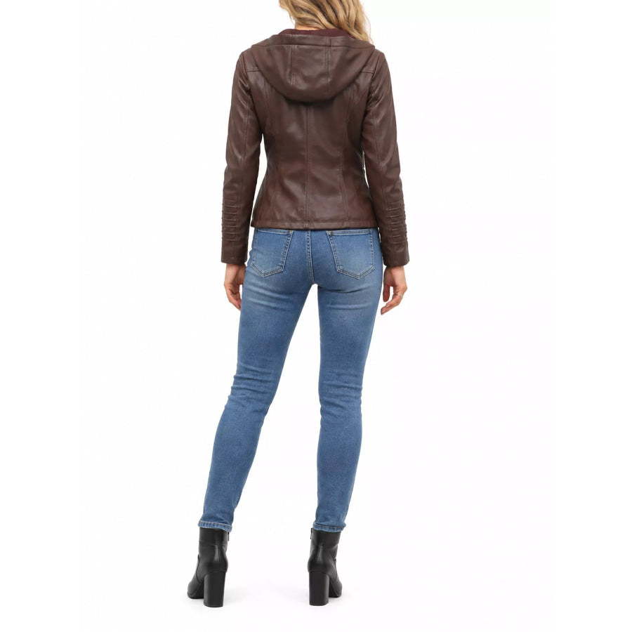 Full Size Detachable Hooded Faux Leather Moto Jacket Plus Apparel and Accessories