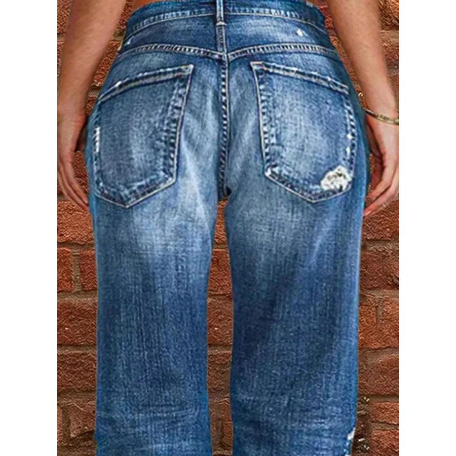 Full Size Distressed Raw Hem Jeans Plus Size Apparel and Accessories