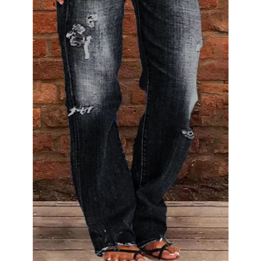 Full Size Distressed Raw Hem Jeans Plus Size Apparel and Accessories