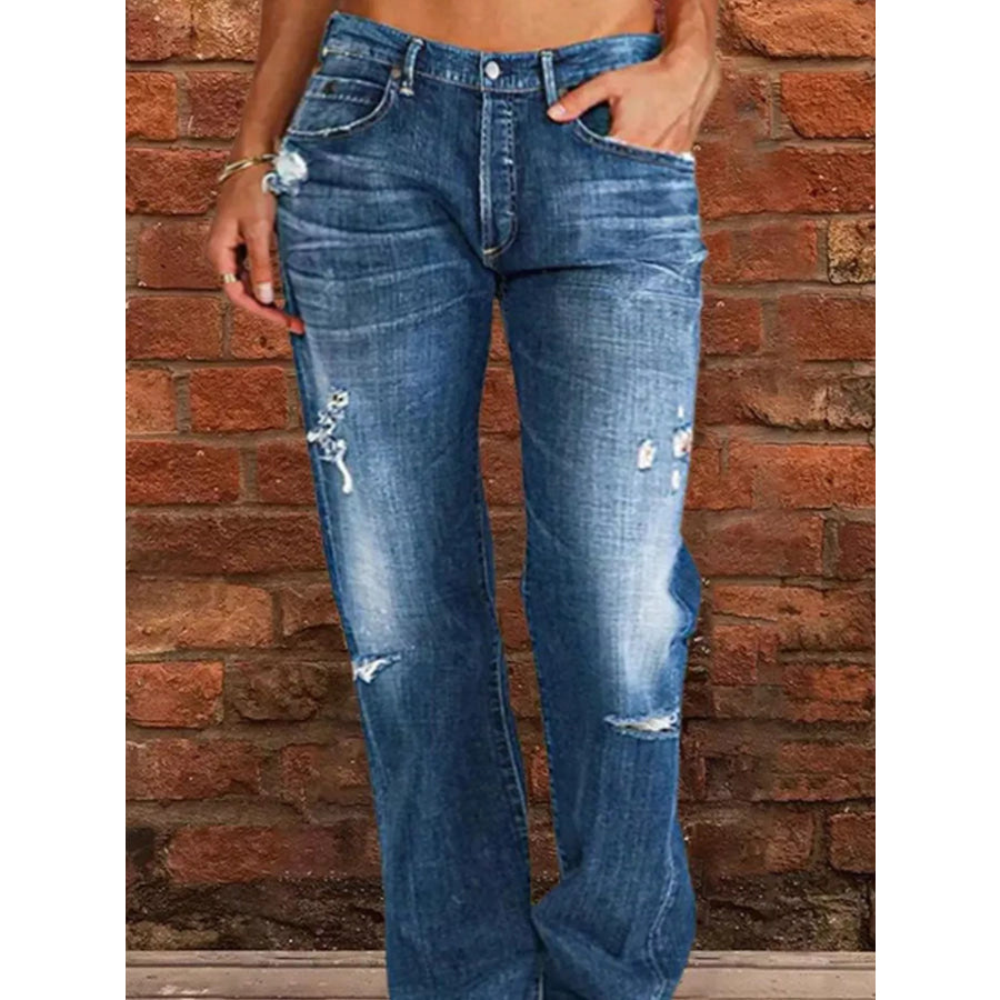 Full Size Distressed Raw Hem Jeans Plus Size Apparel and Accessories