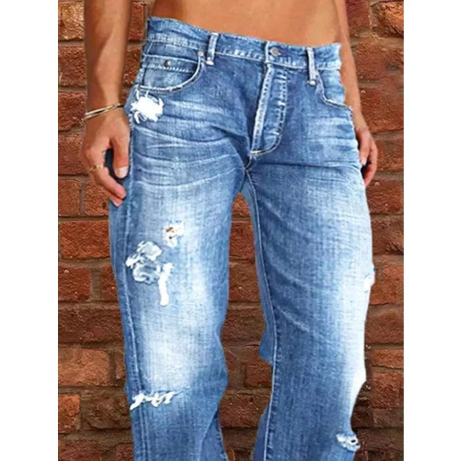 Full Size Distressed Raw Hem Jeans Plus Size Apparel and Accessories