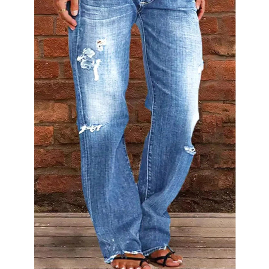 Full Size Distressed Raw Hem Jeans Plus Size Apparel and Accessories