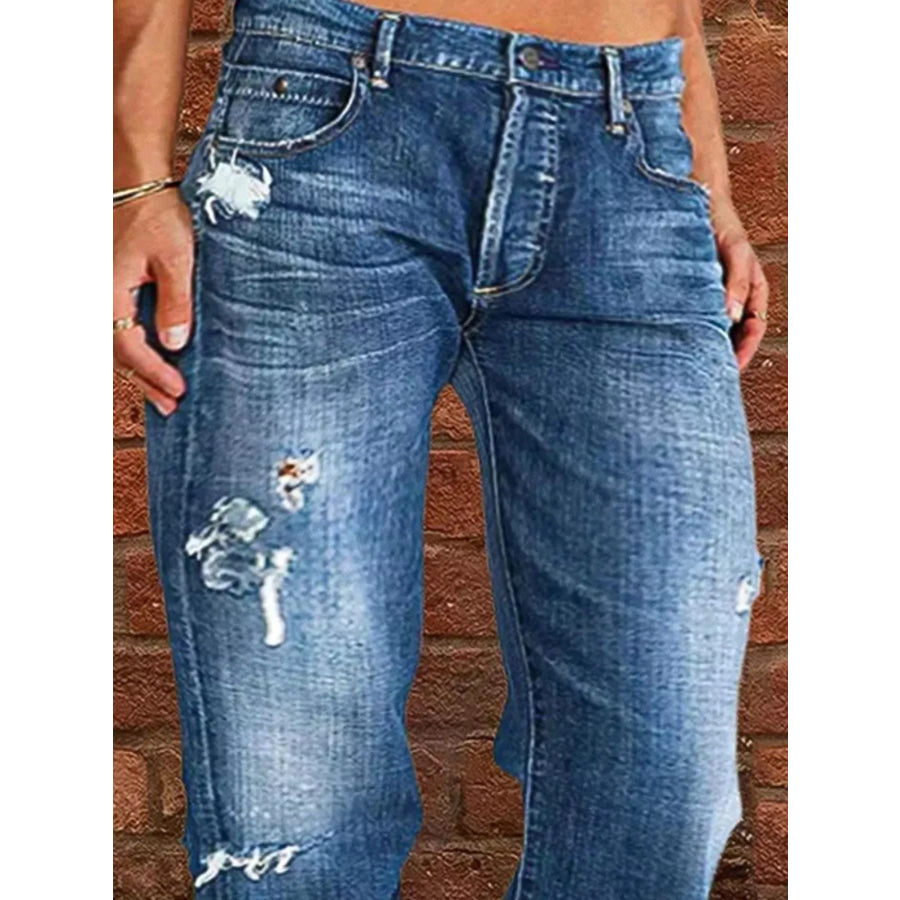 Full Size Distressed Raw Hem Jeans Plus Size Apparel and Accessories