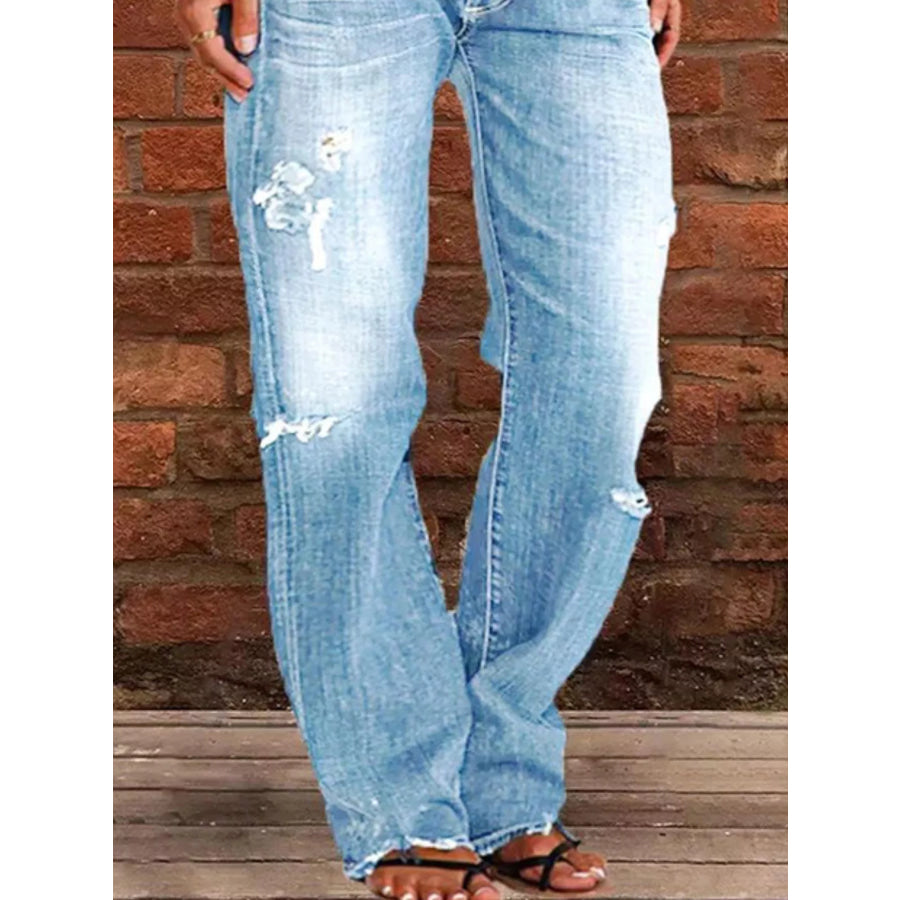 Full Size Distressed Raw Hem Jeans Plus Size Apparel and Accessories