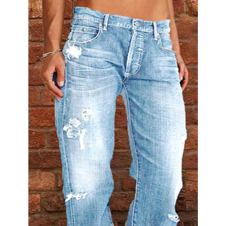 Full Size Distressed Raw Hem Jeans Plus Size Apparel and Accessories