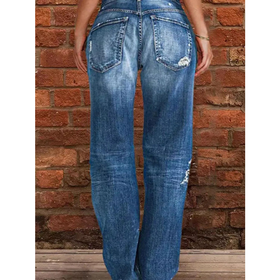 Full Size Distressed Raw Hem Jeans Plus Size Apparel and Accessories