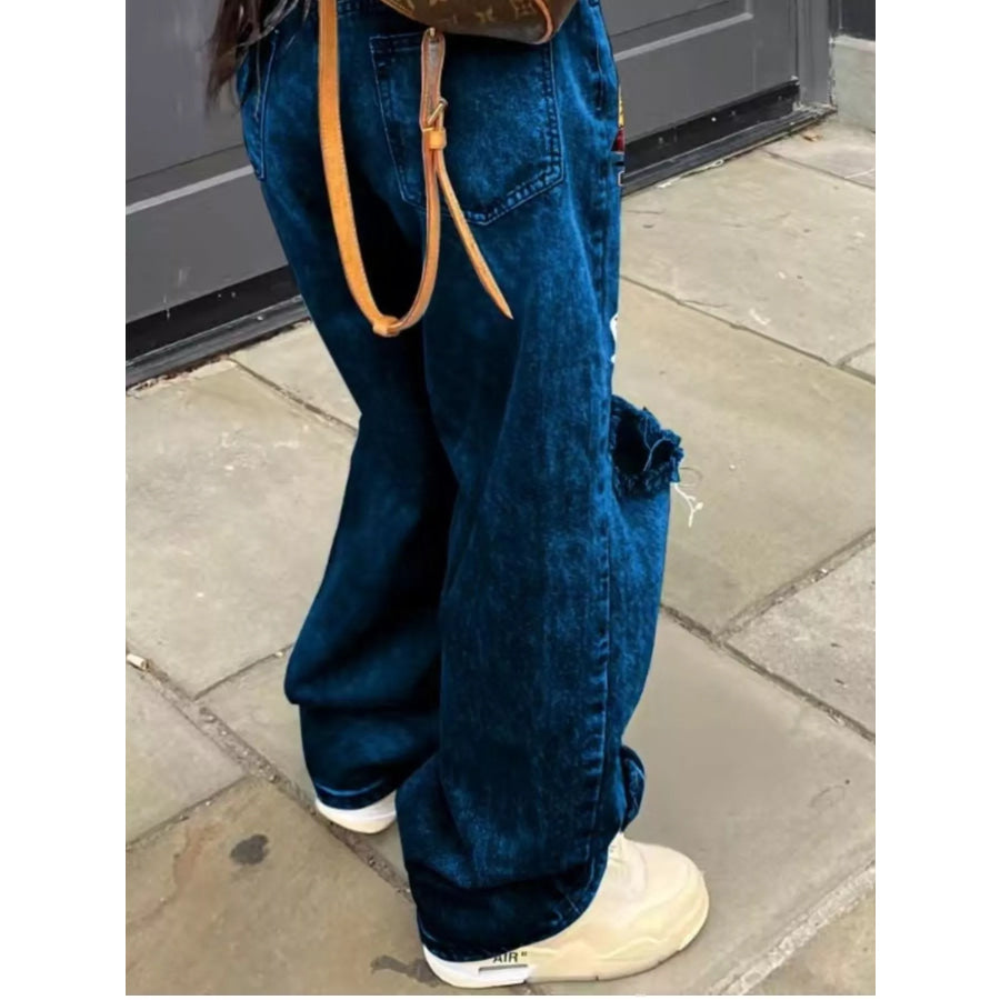 Full Size Distressed Wide-Leg Jeans Plus Apparel and Accessories