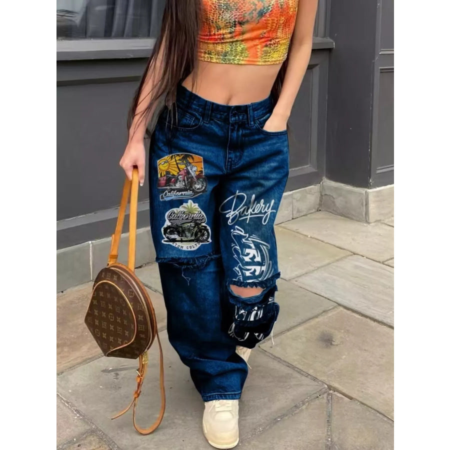 Full Size Distressed Wide-Leg Jeans Plus Apparel and Accessories